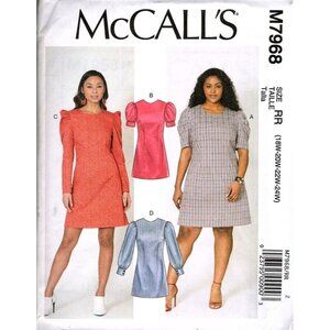 McCall's M7968 Womens 18W to 24W Fitted Dress Uncut Sewing Pattern